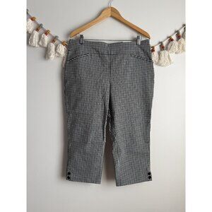 Chico's Perfect Stretch Gingham Pull On Capri Pant Careerwear Modest Comfy NWT L